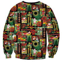 Hawaiian Santa Christmas Pattern Sweatshirt Black Version - Wonder Print Shop