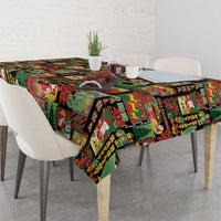 Hawaiian Santa Christmas Pattern Tablecloth Black Version - Wonder Print Shop