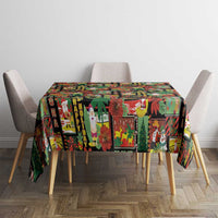 Hawaiian Santa Christmas Pattern Tablecloth Black Version - Wonder Print Shop