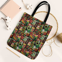 Hawaiian Santa Christmas Pattern Tote Bag Black Version - Wonder Print Shop