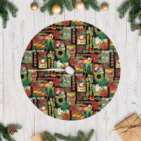Hawaiian Santa Christmas Pattern Tree Skirt Black Version - Wonder Print Shop