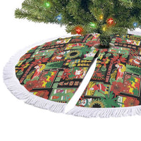 Hawaiian Santa Christmas Pattern Tree Skirt Black Version - Wonder Print Shop