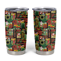 Hawaiian Santa Christmas Pattern Tumbler Cup Black Version - Wonder Print Shop