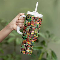 Hawaiian Santa Christmas Pattern Tumbler With Handle Black Version - Wonder Print Shop