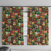 Hawaiian Santa Christmas Pattern Window Curtain Black Version - Wonder Print Shop
