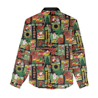 Hawaiian Santa Christmas Pattern Women Casual Shirt Black Version - Wonder Print Shop