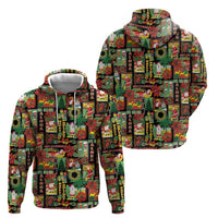 Hawaiian Santa Christmas Pattern Zip Hoodie Black Version - Wonder Print Shop