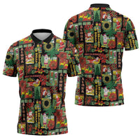 Hawaiian Santa Christmas Pattern Zipper Polo Shirt Black Version - Wonder Print Shop