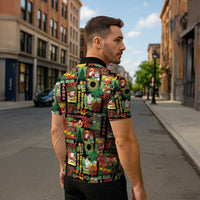 Hawaiian Santa Christmas Pattern Zipper Polo Shirt Black Version - Wonder Print Shop