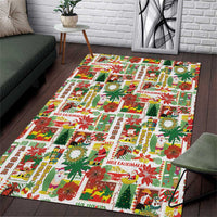 Hawaiian Santa Christmas Pattern Area Rug White Version - Wonder Print Shop