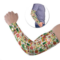 Hawaiian Santa Christmas Pattern Arm Sleeves White Version - Wonder Print Shop
