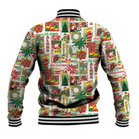 Hawaiian Santa Christmas Pattern Baseball Jacket White Version - Wonder Print Shop