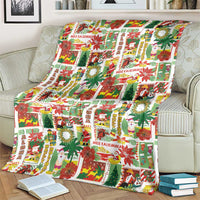 Hawaiian Santa Christmas Pattern Blanket White Version - Wonder Print Shop