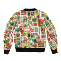Hawaiian Santa Christmas Pattern Bomber Jacket White Version - Wonder Print Shop