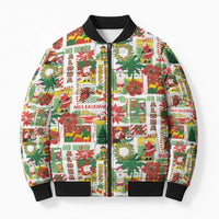 Hawaiian Santa Christmas Pattern Bomber Puffer Jacket White Version - Wonder Print Shop
