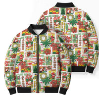 Hawaiian Santa Christmas Pattern Bomber Puffer Jacket White Version - Wonder Print Shop