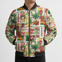 Hawaiian Santa Christmas Pattern Bomber Puffer Jacket White Version - Wonder Print Shop
