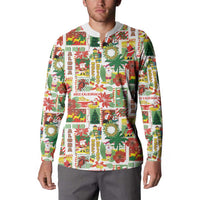 Hawaiian Santa Christmas Pattern Button Sweatshirt White Version - Wonder Print Shop