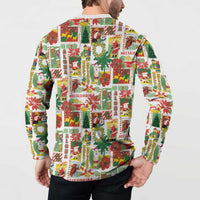 Hawaiian Santa Christmas Pattern Button Sweatshirt White Version - Wonder Print Shop