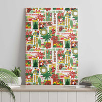 Hawaiian Santa Christmas Pattern Canvas Wall Art White Version - Wonder Print Shop