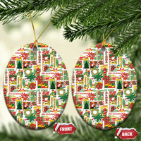 Hawaiian Santa Christmas Pattern Ceramic Ornament White Version - Wonder Print Shop