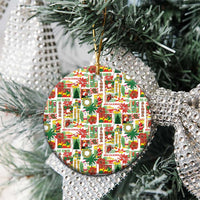 Hawaiian Santa Christmas Pattern Ceramic Ornament White Version - Wonder Print Shop
