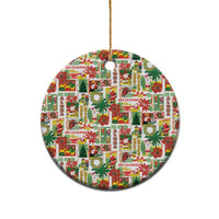 Hawaiian Santa Christmas Pattern Ceramic Ornament White Version - Wonder Print Shop