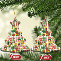 Hawaiian Santa Christmas Pattern Ceramic Ornament White Version - Wonder Print Shop