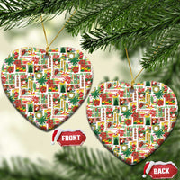 Hawaiian Santa Christmas Pattern Ceramic Ornament White Version - Wonder Print Shop