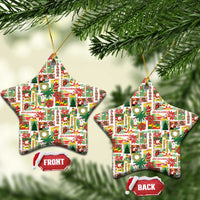 Hawaiian Santa Christmas Pattern Ceramic Ornament White Version - Wonder Print Shop