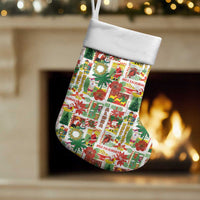 Hawaiian Santa Christmas Pattern Christmas Stocking White Version - Wonder Print Shop
