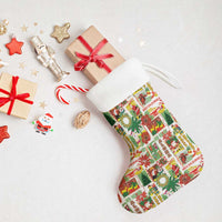 Hawaiian Santa Christmas Pattern Christmas Stocking White Version - Wonder Print Shop