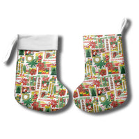 Hawaiian Santa Christmas Pattern Christmas Stocking White Version - Wonder Print Shop