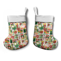 Hawaiian Santa Christmas Pattern Christmas Stocking White Version - Wonder Print Shop