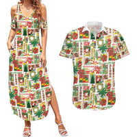 Hawaiian Santa Christmas Pattern Couples Matching Summer Maxi Dress and Hawaiian Shirt White Version - Wonder Print Shop