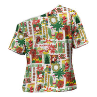 Hawaiian Santa Christmas Pattern Cross Shoulder Shirt White Version - Wonder Print Shop