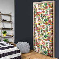 Hawaiian Santa Christmas Pattern Door Cover White Version - Wonder Print Shop