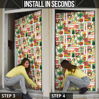 Hawaiian Santa Christmas Pattern Door Cover White Version - Wonder Print Shop