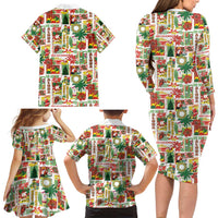 Hawaiian Santa Christmas Pattern Family Matching Long Sleeve Bodycon Dress and Hawaiian Shirt White Version - Wonder Print Shop