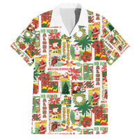 Hawaiian Santa Christmas Pattern Family Matching Long Sleeve Bodycon Dress and Hawaiian Shirt White Version - Wonder Print Shop