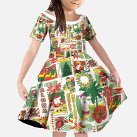 Hawaiian Santa Christmas Pattern Family Matching Mermaid Dress and Hawaiian Shirt White Version - Wonder Print Shop