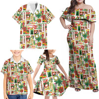 Hawaiian Santa Christmas Pattern Family Matching Off Shoulder Maxi Dress and Hawaiian Shirt White Version - Wonder Print Shop