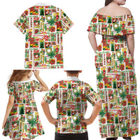 Hawaiian Santa Christmas Pattern Family Matching Off Shoulder Maxi Dress and Hawaiian Shirt White Version - Wonder Print Shop