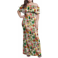 Hawaiian Santa Christmas Pattern Family Matching Off Shoulder Maxi Dress and Hawaiian Shirt White Version - Wonder Print Shop