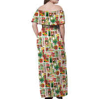 Hawaiian Santa Christmas Pattern Family Matching Off Shoulder Maxi Dress and Hawaiian Shirt White Version - Wonder Print Shop