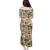 Hawaiian Santa Christmas Pattern Family Matching Puletasi and Hawaiian Shirt White Version - Wonder Print Shop