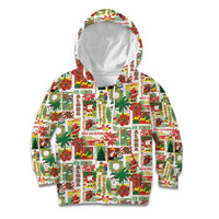 Hawaiian Santa Christmas Pattern Kid Hoodie White Version - Wonder Print Shop