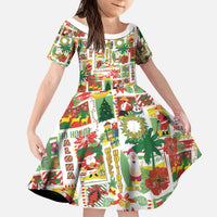 Hawaiian Santa Christmas Pattern Kid Short Sleeve Dress White Version - Wonder Print Shop