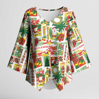 Hawaiian Santa Christmas Pattern Kimono Sleeve Blouse White Version - Wonder Print Shop