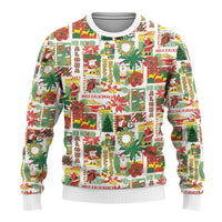 Hawaiian Santa Christmas Pattern Ugly Christmas Sweater White Version - Wonder Print Shop